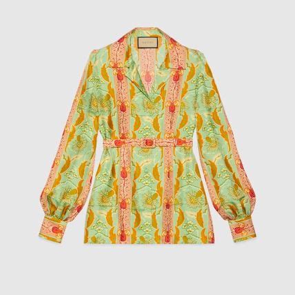 gucci leaves print silk shirt|Gucci monogram shirt.